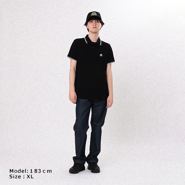 MONCLER ポロシャツ ブラック 黒 メンズ M モンクレール ポロシャツ