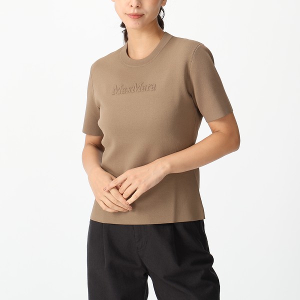 マックスマーラ Tシャツ カットソー 無地 ベージュ ブラウン レディース Max Mara ADELIO 004 2521366068600