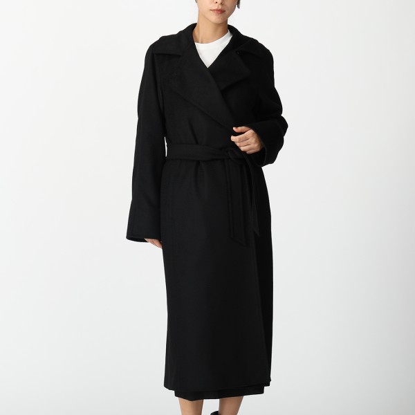 マックスマーラ コート マニュエラ ベルト付き ブラック レディース Max Mara 2421016012600 002