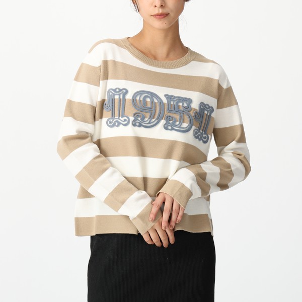 マックスマーラ ニット セーター ボーダー ベージュ ホワイト レディース Max Mara VITERBO 008 2521366091600