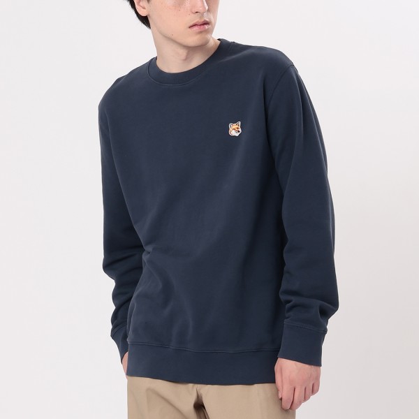 メゾンキツネ スウェット フォックスヘッド パッチ ネイビー メンズ MAISON KITSUNE LM00301KM0001 P476