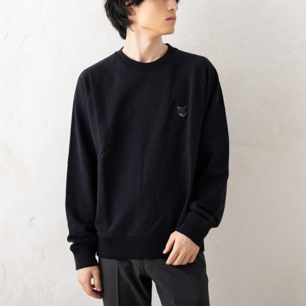 メゾンキツネ スウェット ボールド フォックスヘッド パッチ ブラック メンズ MAISON KITSUNE MM00304KM0001 P199