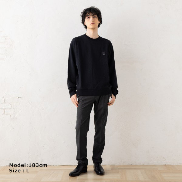 正規品　メゾンキツネ　モノクロパッチ　スウェット　トレーナー　メンズ　L 黒 メゾンキツネ スウェット ボールド フォックスヘッド パッチ