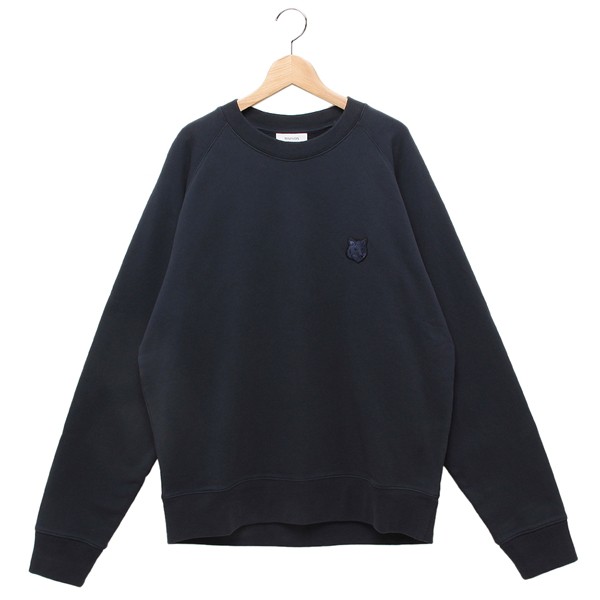 メゾンキツネ スウェット ボールド フォックスヘッド パッチ オーバーサイズ ネイビー メンズ MAISON KITSUNE MM00304KM0001 P492