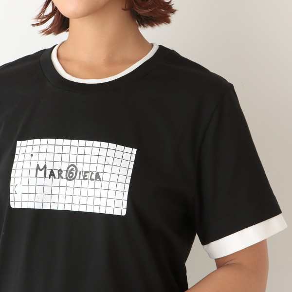 エムエムシックス メゾンマルジェラ Tシャツ ブラック レディース MM6