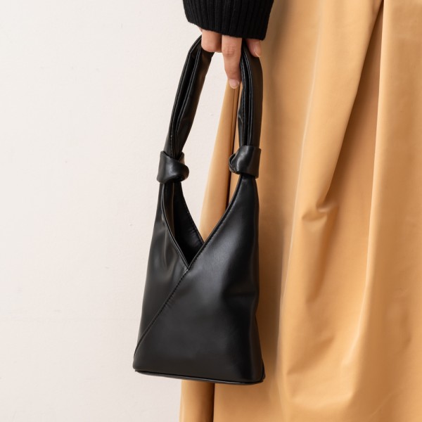 Maison Margiela Snatched レザーハンドバッグ | ブラック