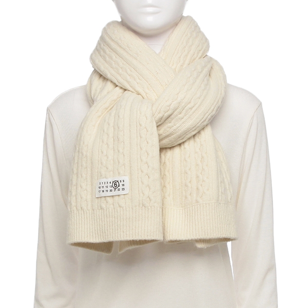 エムエムシックス メゾンマルジェラ マフラー ロゴ リブスカーフ ホワイト レディース MM6 Maison Margiela SH2TE0006 M13195 102