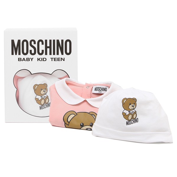 モスキーノ ロンパース 帽子 ギフトセット テディベア ピンク キッズ MOSCHINO MUY056-LBA10 50209