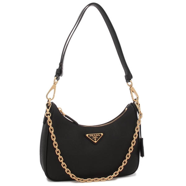 プラダ ショルダーバッグ リエディション ミニバッグ トライアングルロゴ ブラック ゴールド レディース PRADA 1BC204 NZV F0632 VQOM