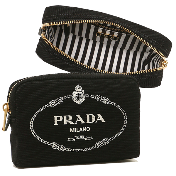 プラダ ポーチ レディース PRADA 1NA021 20L F0N12 ブラック ホワイトの通販は 38,870円