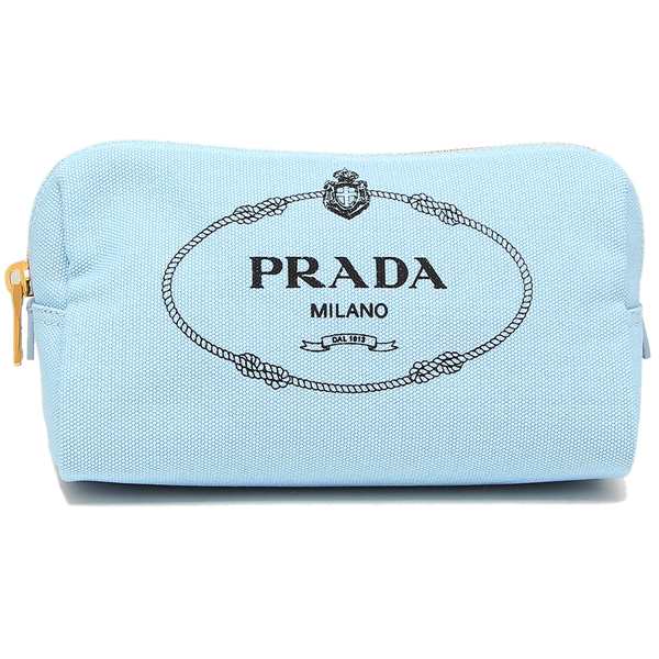 プラダ ポーチ カナパロゴ ブルー ブラック レディース PRADA 1NA693