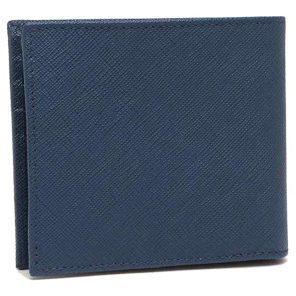 プラダ 二つ折り財布 サフィアーノ トライアングルロゴ ブルー メンズ