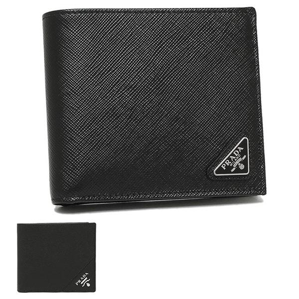 PRADA 二つ折り財布 黒 PRADA - プラダ/PRADA 財布 メンズ 型押しカーフスキン 二つ折り