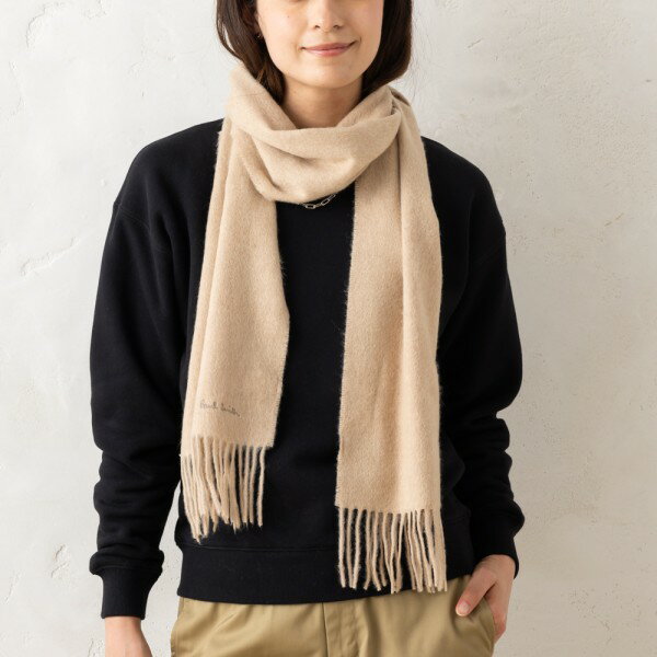 【訳ありアウトレット】ポールスミス マフラー ベージュ メンズ レディース ユニセックス PAUL SMITH M1A150K LS09B 62 MEN SCARF PLN CASHMR SSNL BROWN【ラッピング不可商品】