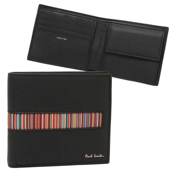 ポールスミス 二つ折り財布 マルチストライプ ブラック マルチカラー メンズ PAUL SMITH M1A4833X AMUWEX 79