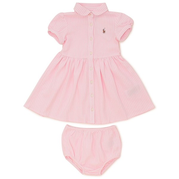 ポロラルフローレン ベビー服 ストライプド ニット オックスフォード ドレス ピンク ベビー RALPH LAUREN 310734897001 PKの通販は