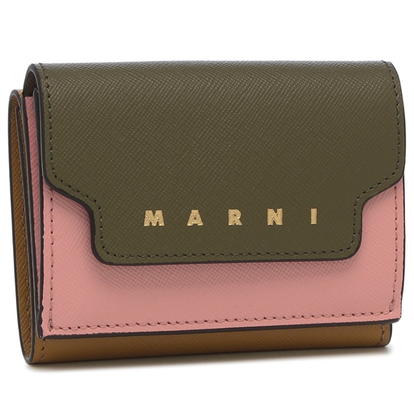 マルニ 三つ折り財布 ピンク グリーン ミニ財布 ブラウン マルチカラー レディース MARNI PFMO0125U1 LV520 ZO957