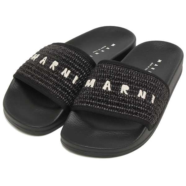 マルニ MARNI スライド フラットサンダル ロゴ ラフィア SAMS016102 P3860 00N99