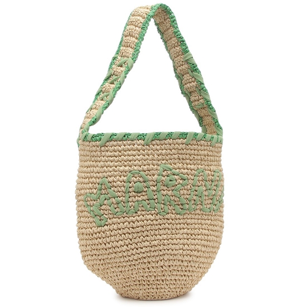 マルニ かごバッグ トートバッグ ナッサ ラフィア スモールホーボーバッグ ベージュ グリーン レディース MARNI SBMP0257A0 P8561 ZO979