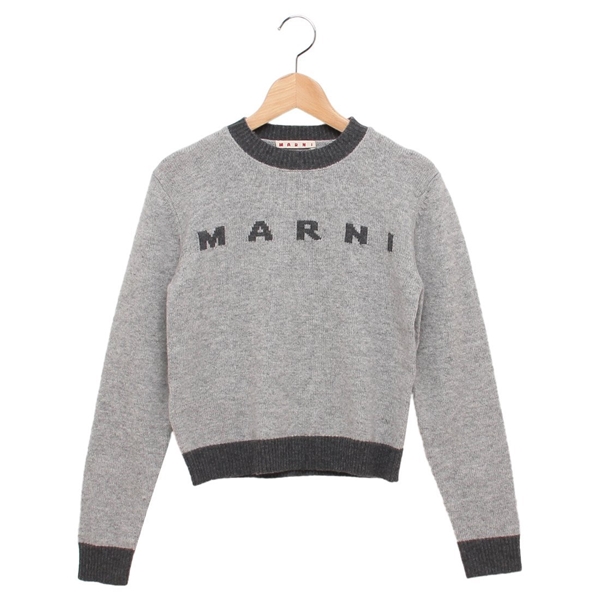 マルニ ニット セーター 子供服 カシミア クルーネック ロゴ レディース 大人も可 グレー キッズ MARNI M00993 M00ML 0M923