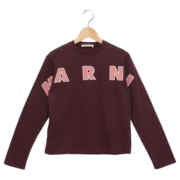 マルニ Tシャツ カットソー 子供服 ロングTシャツ ロゴ レディース 大人も可 ワインレッド ピンク キッズ MARNI M01263 M00RF 0M434