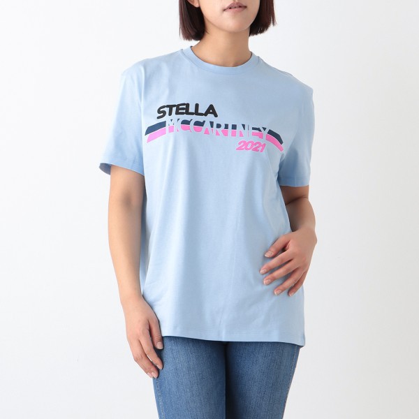 ステラマッカートニー Ｔシャツ トップス ロゴ ブルー レディース