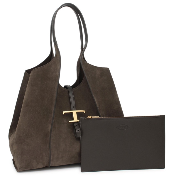 トッズ トートバッグ Tタイムレス ショッピングバッグ ミディアム スエード ブラウン レディース TOD'S XBWTSBA0300 P3A S808