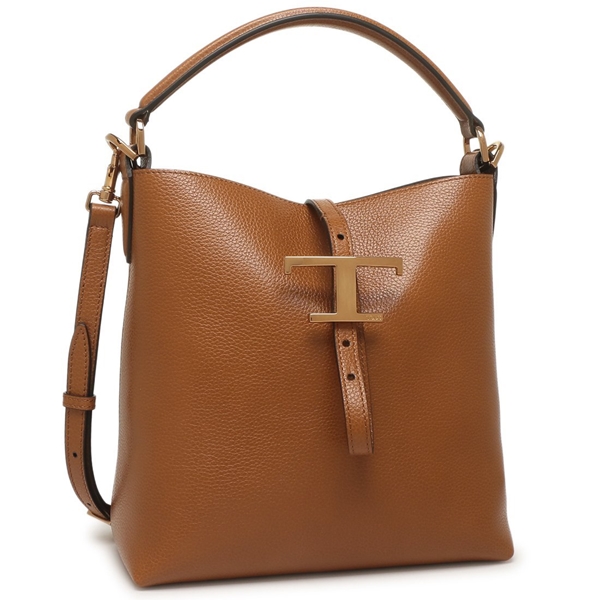 トッズ ハンドバッグ ショルダーバッグ Tタイムレス バケットバッグ ミニ ブラウン レディース TOD'S XBWTSEK0100 XSO S410