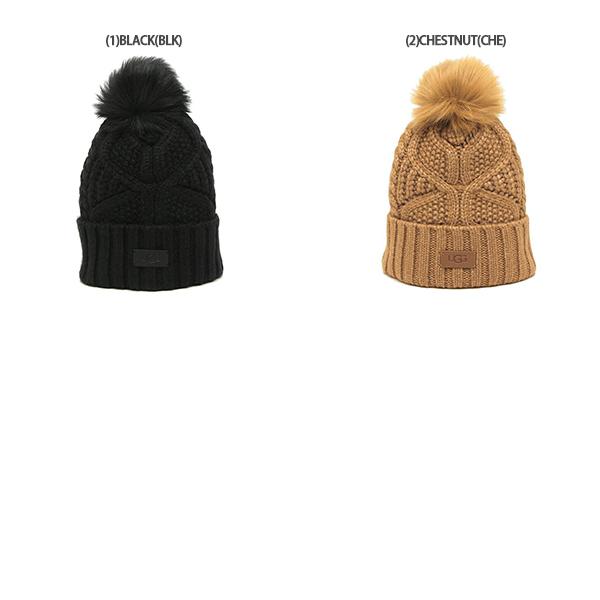 UGG ベージュ ニット帽 ポンポン付き OS/TU ポンポン付きニット帽