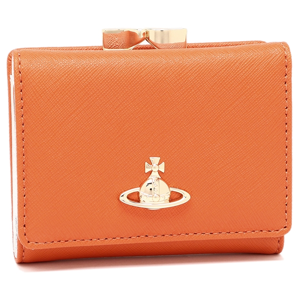 ヴィヴィアンウエストウッド 二つ折り財布 サフィアーノ がま口 オレンジ レディース VIVIENNE WESTWOOD 51010018 L001N F401の通販は