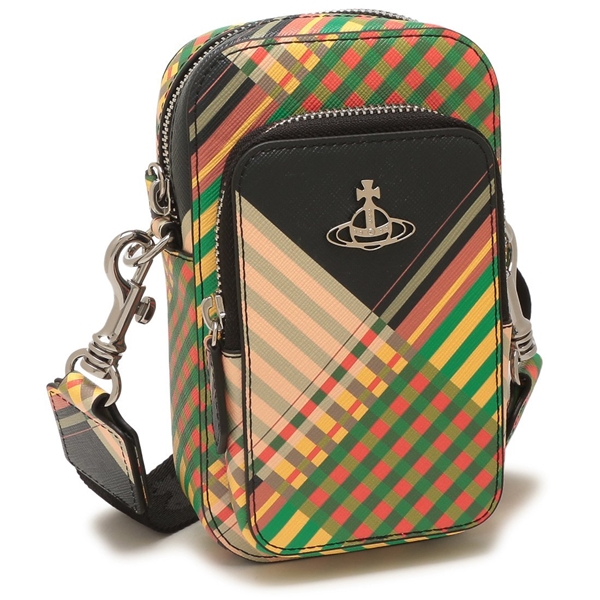 ヴィヴィアンウエストウッド ショルダーバッグ サフィアーノ チェック フォンケース レディース VIVIENNE WESTWOOD 53020084U L0074 O102