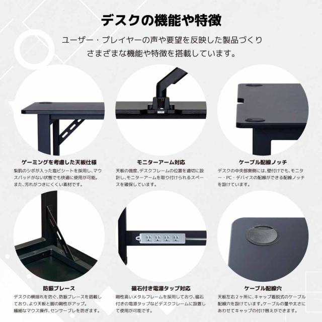 グラウンズV2 ゲーミングデスク 幅140cm ブラック 【直送品】 返品・キャンセル・他商品と同時購入は不可_5