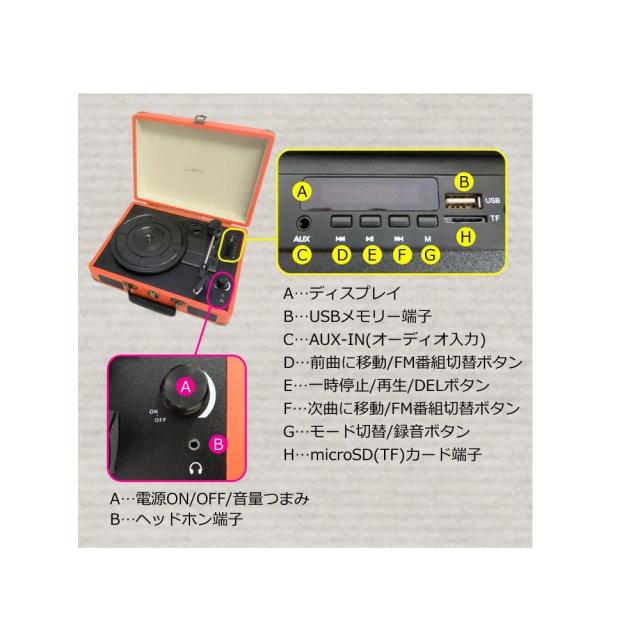 レコードプレーヤー ライトブルー TE-1907-LB 【直送品】 返品・キャンセル・他商品と同時購入は不可_9