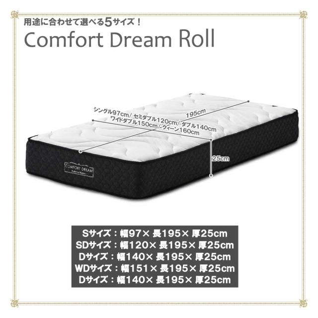 厚み25cmWDポケットコイルマットレスCFDM-ROLL-WD 【直送品】 返品・キャンセル・他商品と同時購入は不可_6