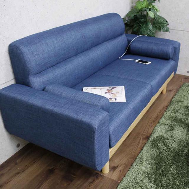 2口コンセント付き2.5人掛けソファ SO-20-BL 【直送品】 返品・キャンセル・他商品と同時購入は不可_2