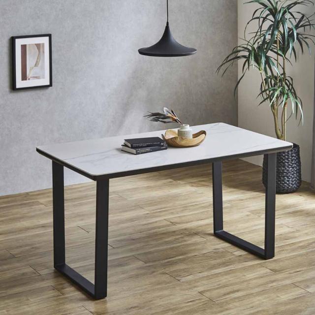デザインと耐久性を備えた140セラミックダイニングテーブル WH 【直送品】 返品・キャンセル・他商品と同時購入は不可_1