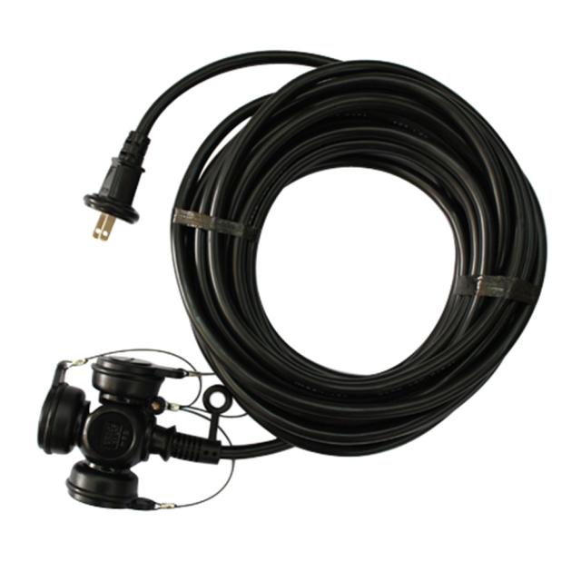 防雨三口延長コード15A10 KRT615-10 黒 【直送品】 返品・キャンセル・他商品と同時購入は不可
