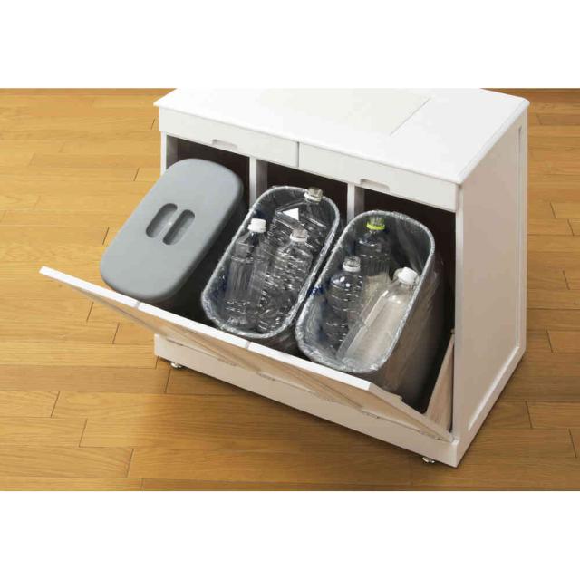 天然木分別ダストボックス タイル付3分別 BR[0297510] 【直送品】 返品・キャンセル・他商品と同時購入は不可_1