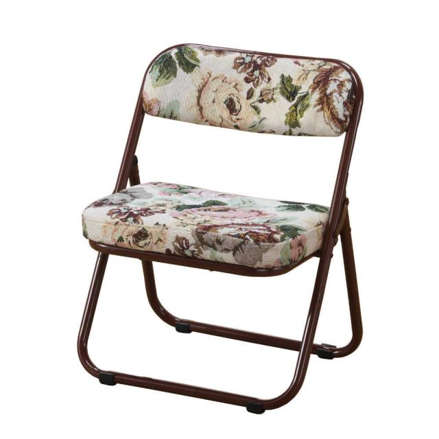 ゴブラン柄花模様　木製　折りたたみ回転座椅子 2脚 ゴブラン柄花模様 木製 折りたたみ回転座椅子 2脚 C99165294 - 座椅子