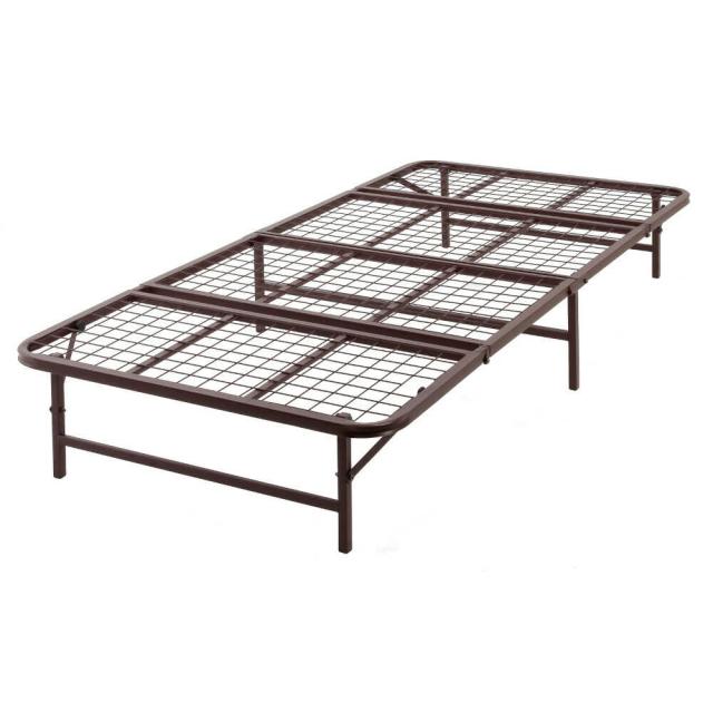収納式折りたたみパイプベッド セミダブル ブラウン[04121] 【直送品】 返品・キャンセル・他商品と同時購入は不可