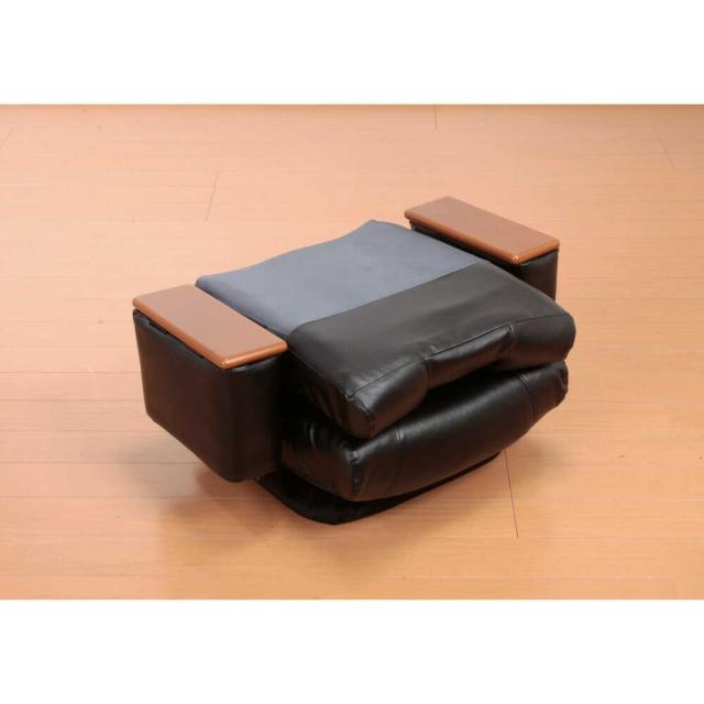 天然木肘付きリクライニング回転座椅子 ブラック[0425810] 【直送品】 返品・キャンセル・他商品と同時購入は不可_3