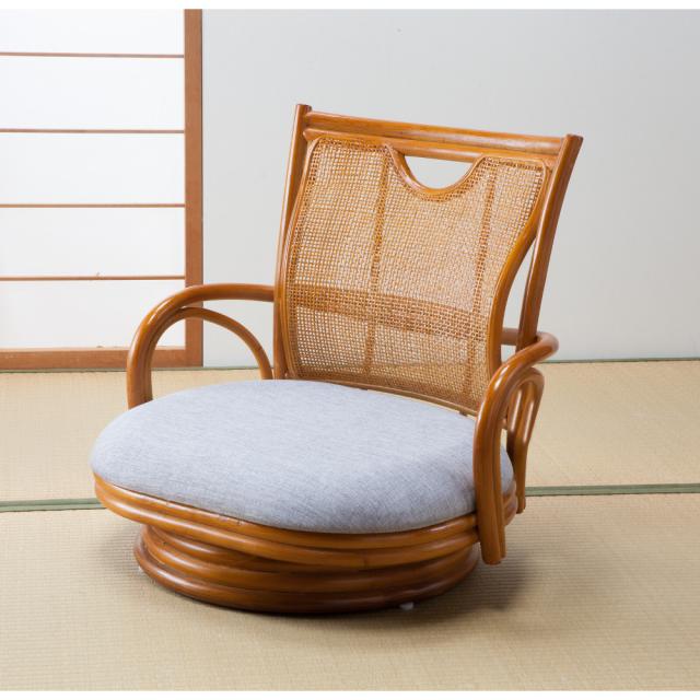 あぐらで座れる天然籐回転チェア ナチュラル[0448310] 【直送品】 返品・キャンセル・他商品と同時購入は不可