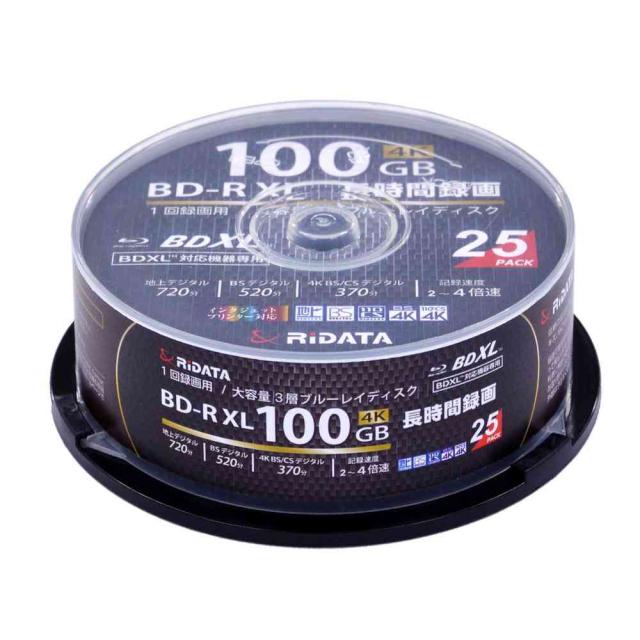 アールアイジャパン RiDATA 1回録画用 片面3層 2-4倍速 BD-R XL 100GB ブルーレイディスク 25枚 