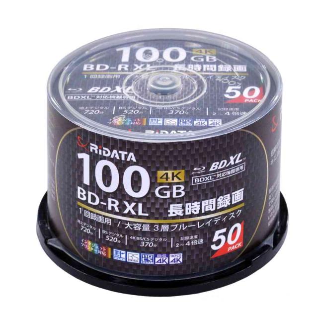 アールアイジャパン RiDATA 1回録画用 片面3層 2-4倍速 BD-R XL 100GB ブルーレイディスク 50枚 13,485円