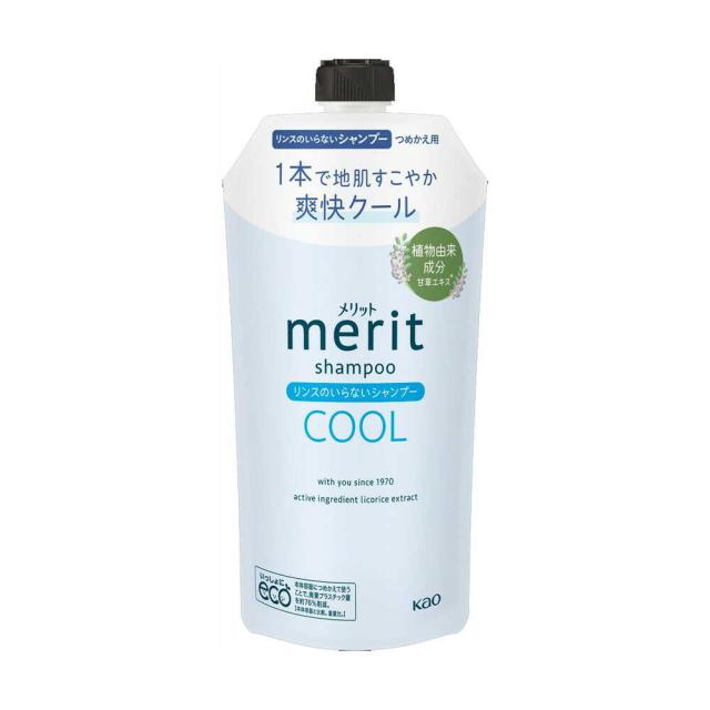 【医薬部外品】花王 メリット リンスのいらないシャンプークール つめかえ用 320ml   【24個セット】