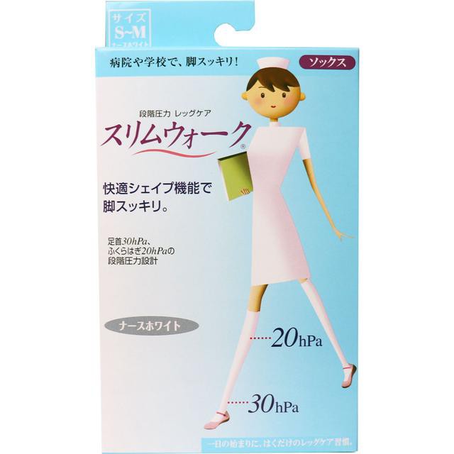 送料無料・まとめ買い×24個セット】ピップ スリムウォーク ソックス ナースホワイト S-M 1足入｜ダイエットウエア、サポーター 