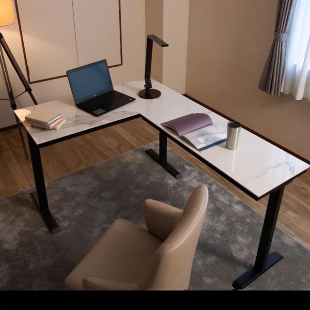 L字型デスク Rosen 120＋120 パールホワイト　メーカー直送▼返品・キャンセル不可【他商品との同時購入不可】 