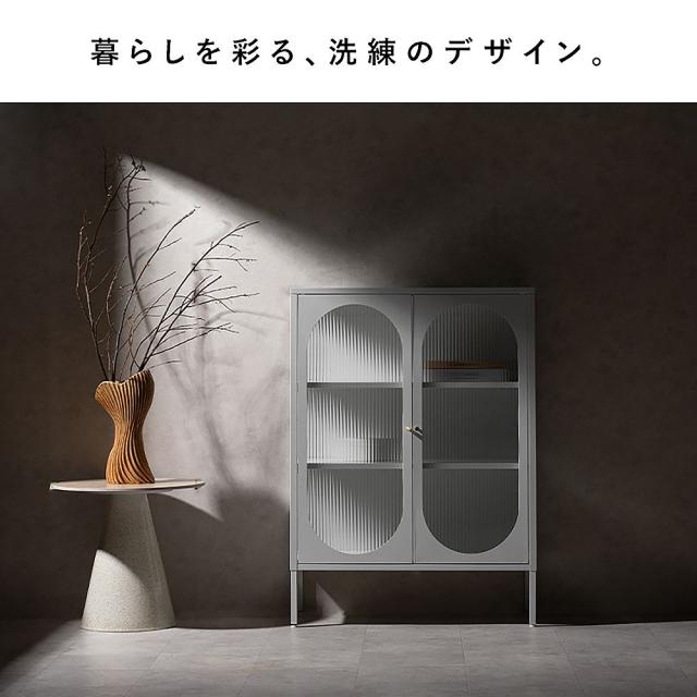 ガラスキャビネット ムーン CBN-1100 ベージュ 組立必要【直送品】 返品・キャンセル・他商品と同時購入は不可_2