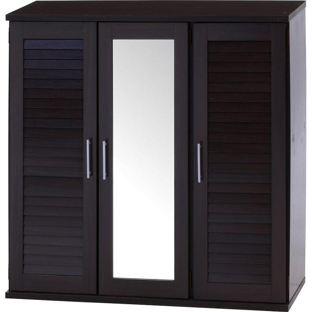 ルーバー＆ミラー付きシューズボックス90幅 ブラウン 86192 メーカー直送 ▼返品・キャンセル不可【他商品との同時購入不可】   の通販は