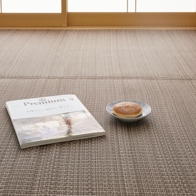 洗えるい草風カーペット ライアン 江戸間15畳 ブラウン  【直送品】 返品・キャンセル・他商品と同時購入は不可